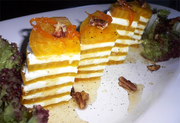Roasted Golden Beet and Goat Cheese Napoleons with Citrus Vinaigrette