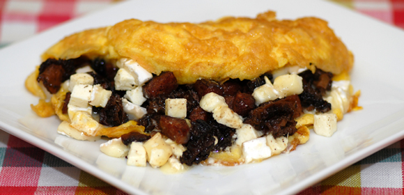 Morel, Sausage and Coulommiers Omelet