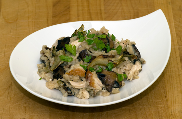 Risotto with Chicken, Artichokes, and Mushrooms