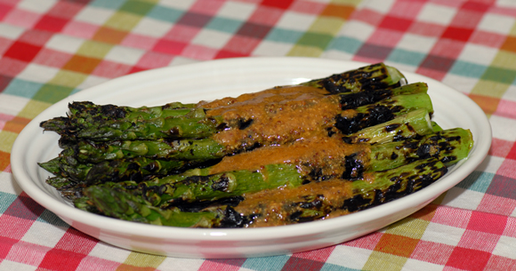 Grilled Asparagus in Piment d'Espelette Mustard Vinaigrette