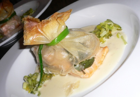 Salmon Puffs with Shallot Butter Sauce