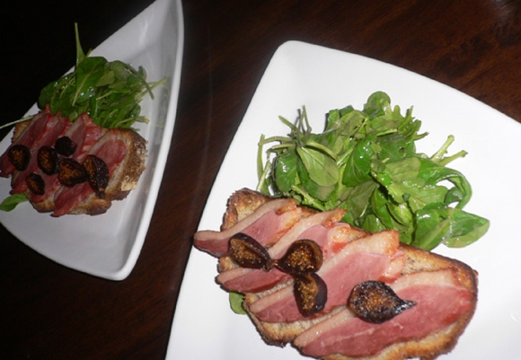 Smoked Duck Tartine with Mixed Green Salad and Red Wine-Dijon Vinaigrette