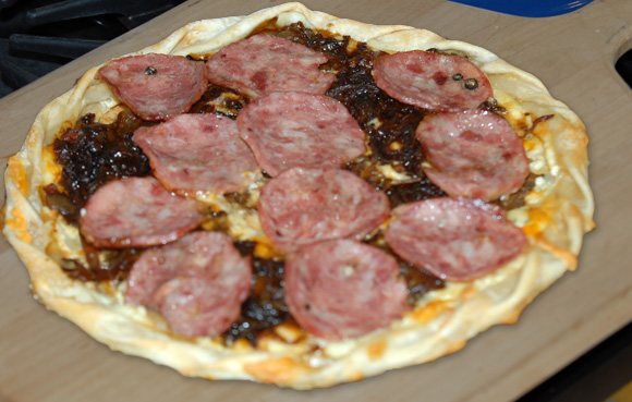 Tarte Flambée with Sausage