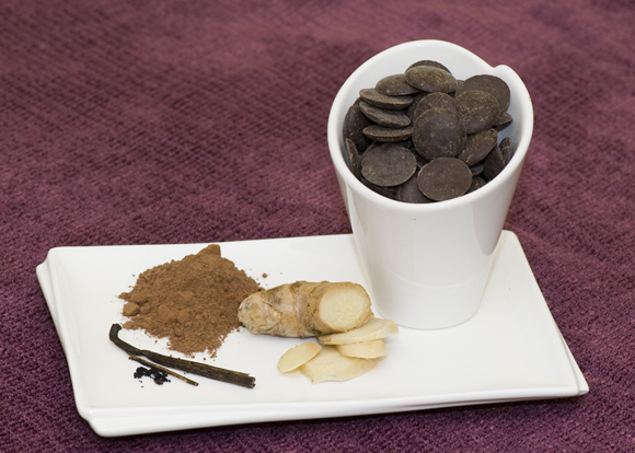 Cocoa, Vanilla Beans, Fresh Ginger, and Chocolate Calets